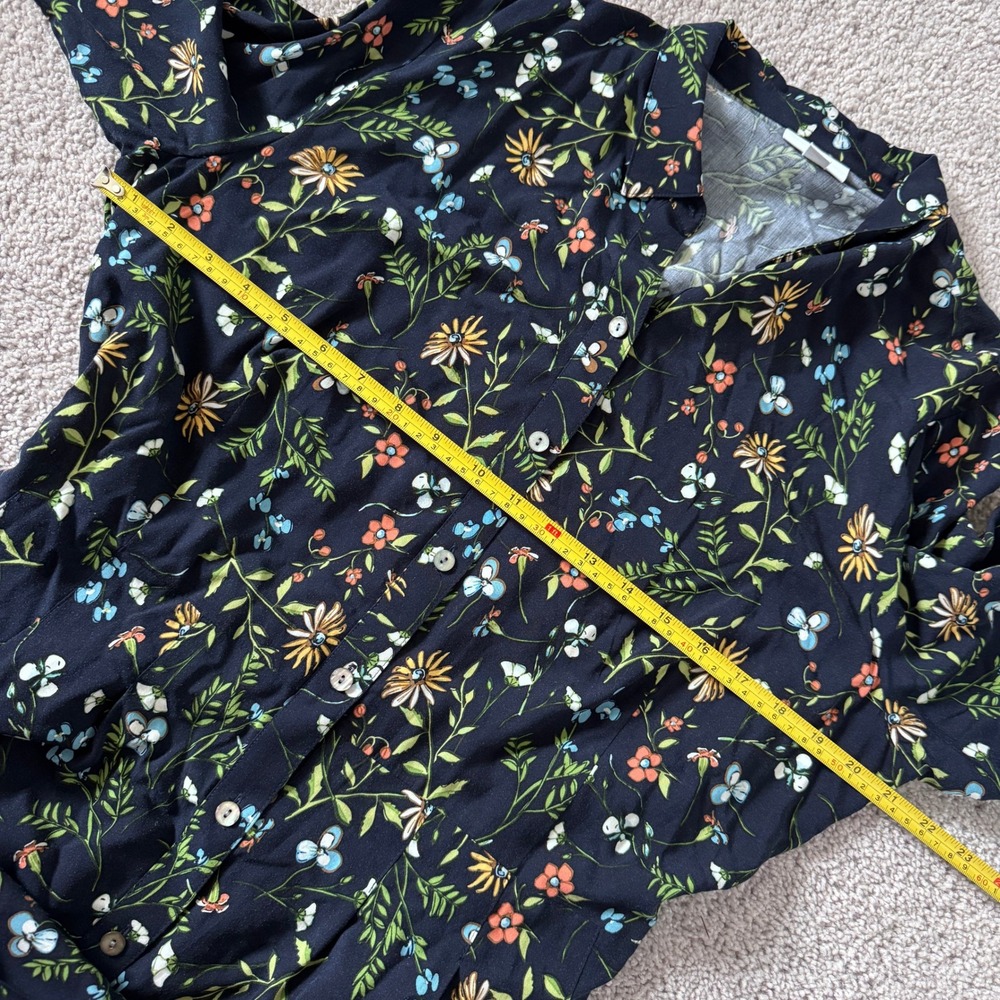 J. Jill Long Sleeve Floral Shirt Dress Belt Modest Church Spring Easter Size L - Picture 8 of 10